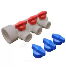 Коллектор PP-R серый Дн 32х20 на 3 выхода с кранами VALFEX 101133203Г