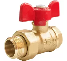 Кран шаровой латунь 11Б27фт1М OPTIMA Ду 20 Ру25 ВР/"американка" полнопроходной бабочка красная VALFEX VF.227.L0B1.034