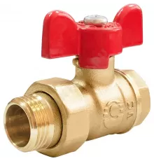 Кран шаровой латунь 11Б27фт1М OPTIMA Ду 20 Ру25 ВР/"американка" полнопроходной бабочка красная VALFEX VF.227.L0B1.034