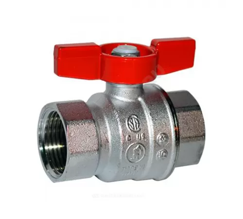 Кран шаровой латунь хром R851 Ду 8 Ру35 ВР полнопроходной бабочка красная Giacomini R851X021