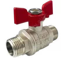 Кран шаровой латунь никель 11Б27фт1М Ду 15 Ру63 НР полнопроходной бабочка красная VALFEX VF.219.NB1.012.PREMIUM