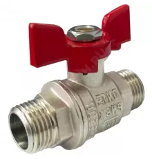 Кран шаровой латунь никель 11Б27фт1М Ду 15 Ру63 НР полнопроходной бабочка красная VALFEX VF.219.NB1.012.PREMIUM