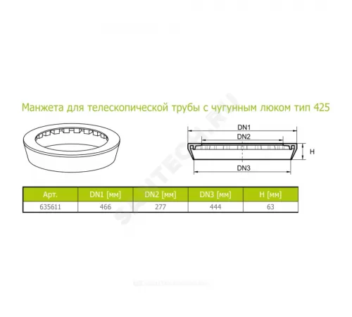 Манжет тип 425 с чугунным люком Ostendorf 635611