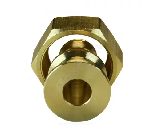 Соединитель для PE-X труб радиальный латунь Дн 20х1" под плоское уплотнение с накидной гайкой без прокладки РОС