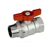 Кран шаровой латунь хром R254D Ду 8 Ру42 ВР/НР бабочка красная Giacomini R254X001