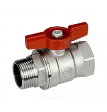 Кран шаровой латунь хром R254D Ду 8 Ру42 ВР/НР бабочка красная Giacomini R254X001