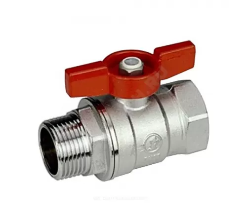 Кран шаровой латунь хром R254D Ду 32 Ру35 ВР/НР бабочка красная Giacomini R254X006