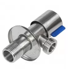 Кран нерж бытовой угловой G1/2" Ру10 НР флажок кран-букса с отражателем SantechSystems