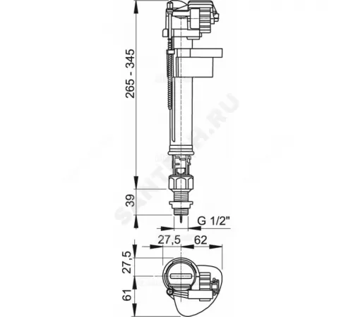 Арматура для бачка наливная 1/2" нижнее подключение Alca Plast A18-1/2"