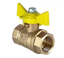 Кран шаровой латунь газ 11Б27фтМ Ду 20 Ру40 ВР бабочка желтая VALFEX VF.277.LB3.034.N/P59