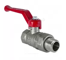 Кран шаровой латунь никель 11Б27фт1М Ду 15 Ру40 ВР/"американка" рычаг красный VALFEX VF.225.NR1.012.N/P59