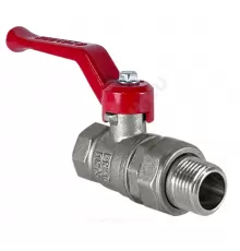 Кран шаровой латунь никель 11Б27фт1М Ду 15 Ру40 ВР/"американка" рычаг красный VALFEX VF.225.NR1.012.N/P59