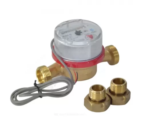 Счётчик г/в и х/в крыльчатый одноструйный Ду 15 Ру16 Qn=1,5 м3/ч 90С L=80мм резьба импульсный В/К IP67 ВСКМ-15 ДГ2 Декаст 72-15-254