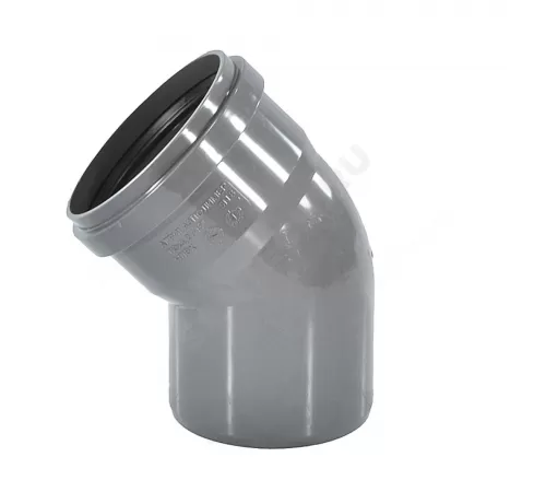 Отвод НПВХ серый Дн 50х45гр б/нап в/к ТУ 6-49-33-92 Агригазполимер
