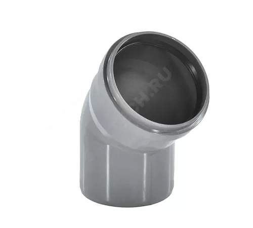 Отвод НПВХ серый Дн 50х45гр б/нап в/к ТУ 6-49-33-92 Агригазполимер