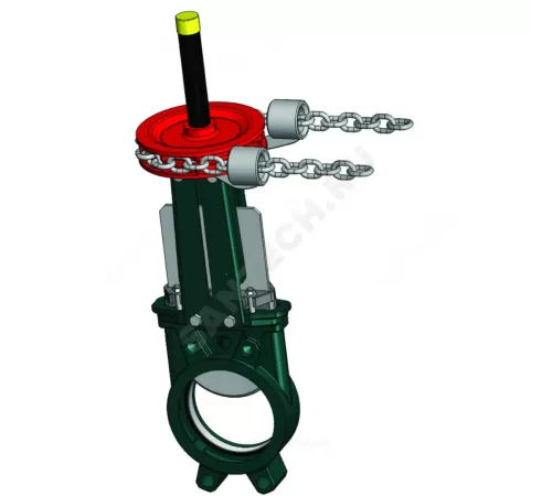 Задвижка шиберная односторонняя нерж VG6400-01EP Ду 400 Ру7 межфл со штурвалом с цепью уплотнение: EPDM Tecofi VG6400-01EP0400