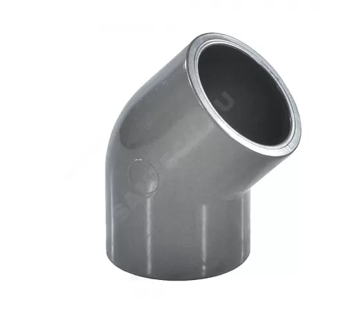 Отвод НПВХ Дн 16х45гр Ру10 под клеевое соединение Агригазполимер 206-028