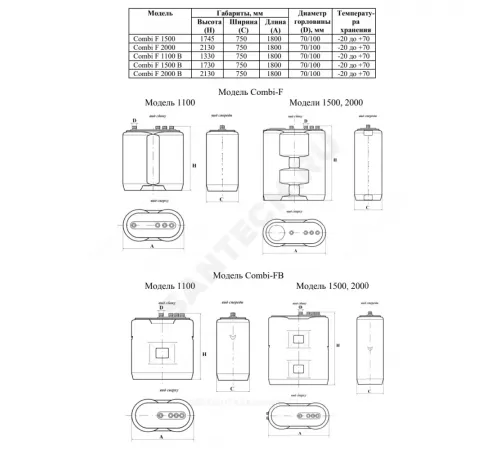 Ёмкость для дизельного топлива Combi FB без поплавка 2000 л Акватек 1-12-0078