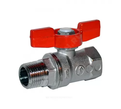 Кран шаровой латунь хром R254D Ду 32 Ру35 ВР/НР бабочка красная Giacomini R254X006