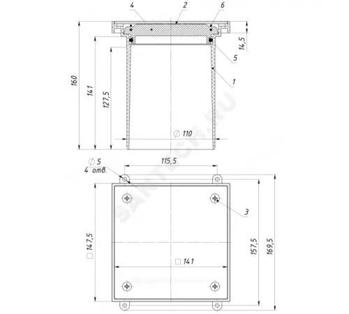 Ревизия-прочистка PP-H серая Дн 110 б/нап для НПВХ и PP-H Татполимер ТП-98.100