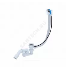 Слив-перелив для ванны регулируемый полуавтоматический (тросик) 1 1/2"x40 с переходной трубкой 45гр 40/50 слив клапан, пробка D=46мм АНИ Пласт EM321