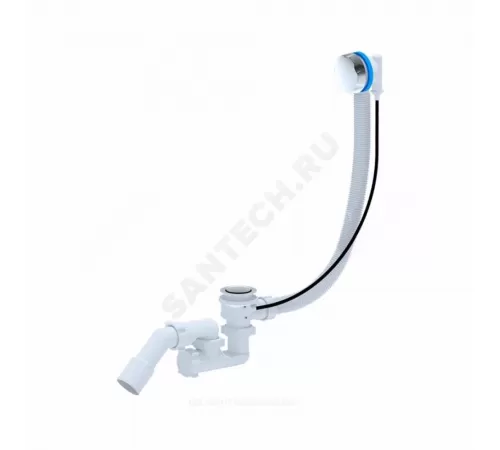 Слив-перелив для ванны регулируемый полуавтоматический (тросик) 1 1/2"x40 с переходной трубкой 45гр 40/50 слив клапан, пробка D=46мм АНИ Пласт EM321