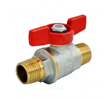 Кран шаровой DADO латунь никель R913 Ду 10 Ру42 НР полнопроходной бабочка красная Giacomini R913X022