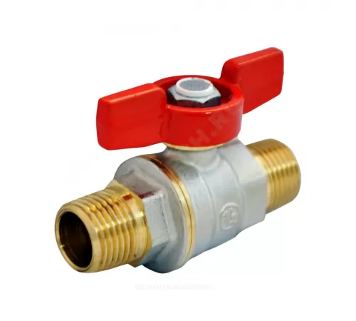 Кран шаровой DADO латунь никель R913 Ду 10 Ру42 НР полнопроходной бабочка красная Giacomini R913X022