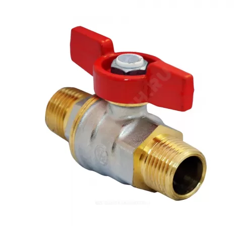 Кран шаровой DADO латунь никель R913 Ду 10 Ру42 НР полнопроходной бабочка красная Giacomini R913X022