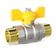 Кран шаровой латунь никель газ Pride Ду 20 Ру40 НР бабочка аналог 11б27п1 LD 47.20.Н-Н.Б