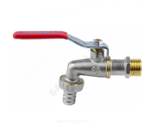 Кран шаровой водоразборный латунь со штуцером 1019 Euro Ду 20 Ру16 НР/штуц G3/4" рычаг L=141мм Aquasfera 1019-02.
