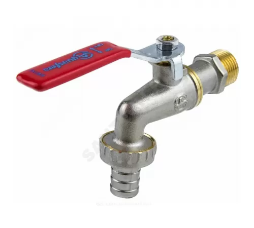 Кран шаровой водоразборный латунь со штуцером 1019 Euro Ду 20 Ру16 НР/штуц G3/4" рычаг L=141мм Aquasfera 1019-02.