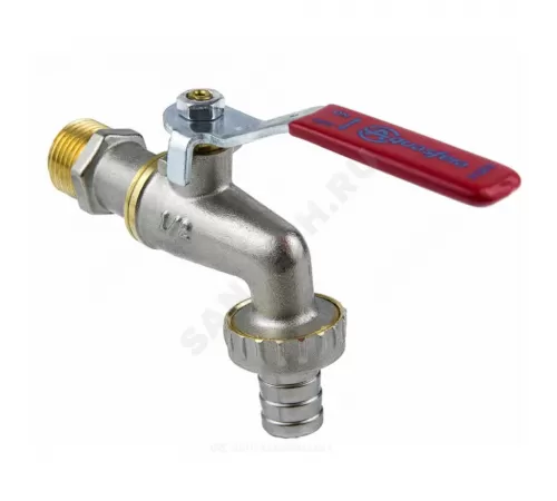 Кран шаровой водоразборный латунь со штуцером 1019 Euro Ду 20 Ру16 НР/штуц G3/4" рычаг L=141мм Aquasfera 1019-02.