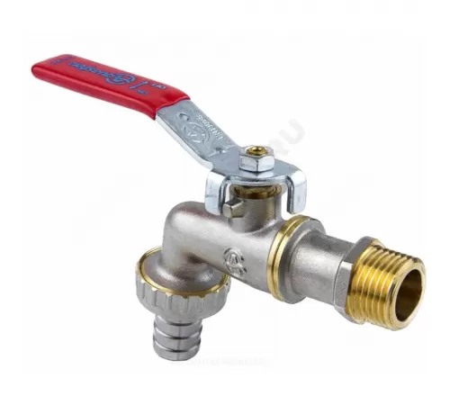 Кран шаровой водоразборный латунь со штуцером 1019 Euro Ду 20 Ру16 НР/штуц G3/4" рычаг L=141мм Aquasfera 1019-02.