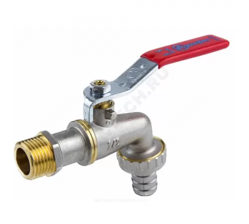 Кран шаровой водоразборный латунь со штуцером 1019 Euro Ду 20 Ру16 НР/штуц G3/4" рычаг L=141мм Aquasfera 1019-02.