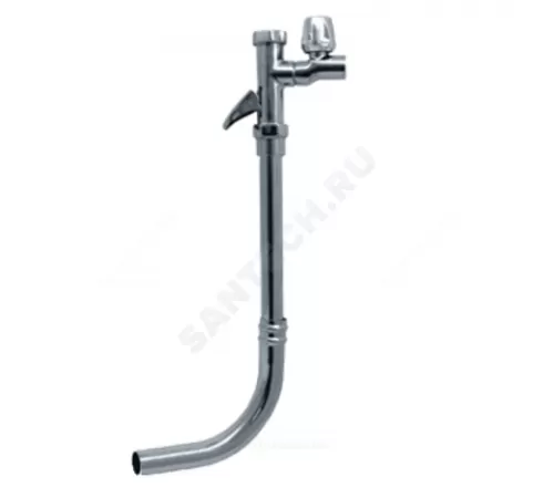 Кран смывной для чаши Генуя КрС-20 трубка хром, рычаг, с вентилем, горизонтальный подвод Тула