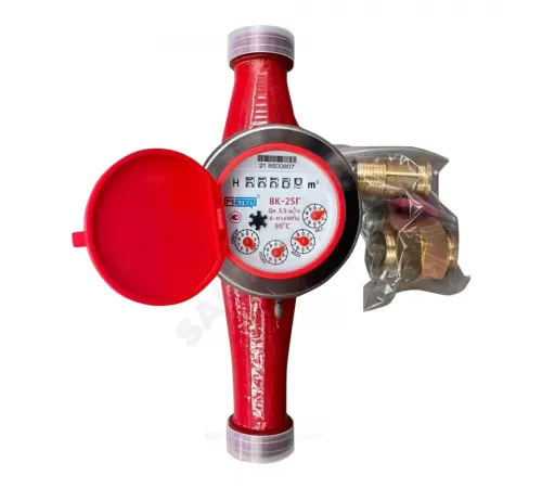 Счётчик г/в крыльчатый многоструйный Ду 25 Ру16 Qn=3,5 м3/ч 90С L=260мм резьба В/К ВК-Г Метер