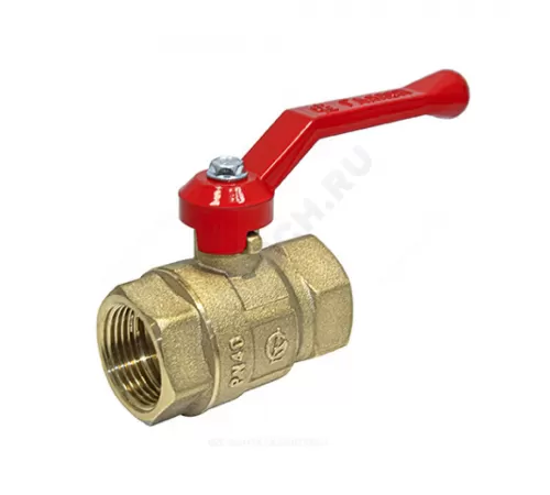 Кран шаровой латунь Крепыш 320 аналог 11б27п1 Ду 20 Ру40 ВР полнопроходной рычаг красный ГАЛЛОП 110198