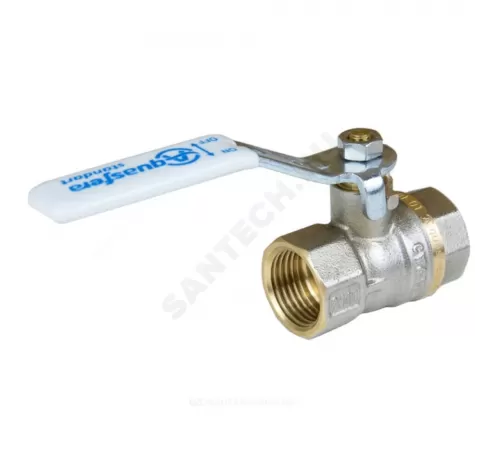 Кран шаровой латунь никель 1101 Standard Ду 32 Ру20 ВР полнопроходной рычаг белый Aquasfera 1101-04 .