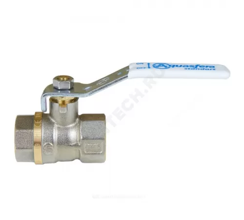 Кран шаровой латунь никель 1101 Standard Ду 32 Ру20 ВР полнопроходной рычаг белый Aquasfera 1101-04 .