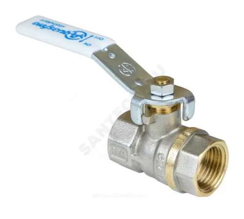 Кран шаровой латунь никель 1101 Standard Ду 32 Ру20 ВР полнопроходной рычаг белый Aquasfera 1101-04 .