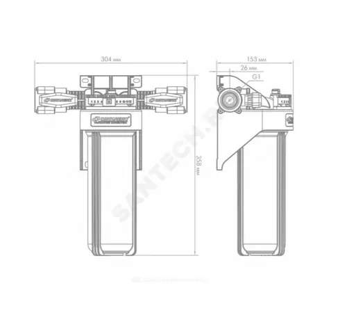 Корпус фильтра непрозрачный 1 М Т 1" ВР Ру10 1-ст с шаровыми кранами Slim Line 10" Джилекс 9094