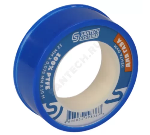 Лента ФУМ PTFE 12ммх0,075ммх10м катушка среда: газ SantechSystems