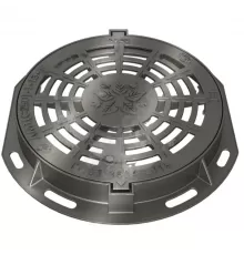 Дождеприемник чугун ДМ1 (магистральный) С250 круглый m=46,8кг h=100мм с замковым устройством фиксатором и пружиной ДМ1(С250)-1-13-60 ГОСТ 3634-2019