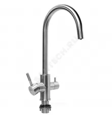 Смеситель для кухонной мойки ручка сбоку одноручный излив с каналом для питьевой воды STEEL Профсан PSM-300-11