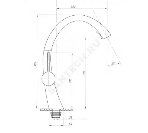 Смеситель для кухонной мойки ручка сбоку одноручный с выдвижным изливом STEEL BLACK Профсан PSM-301-9