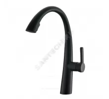 Смеситель для кухонной мойки ручка сбоку одноручный с выдвижным изливом STEEL BLACK Профсан PSM-301-9