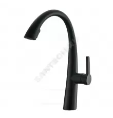 Смеситель для кухонной мойки ручка сбоку одноручный с выдвижным изливом STEEL BLACK Профсан PSM-301-9