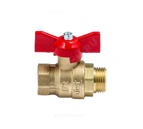 Кран шаровой латунь Эксперт Ду 25 Ру40 ВР/НР полнопроходной бабочка Dist 123Б