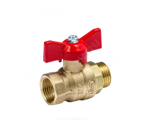 Кран шаровой латунь Эксперт Ду 25 Ру40 ВР/НР полнопроходной бабочка Dist 123Б